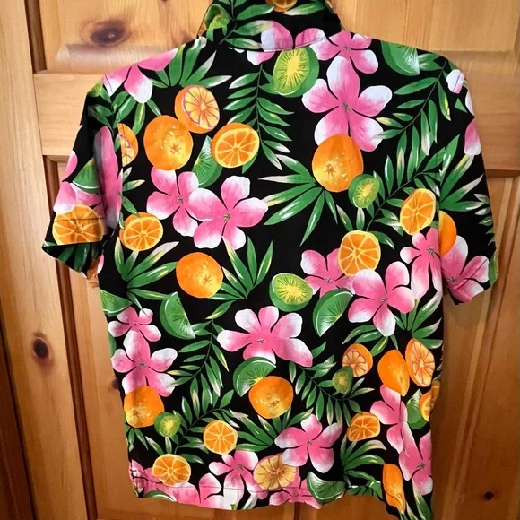 Erika floral tropical Hawaiian beach vacay shirt - Picture 3 of 4